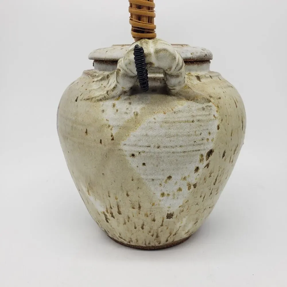 VTG Drip Glazed‎ Stoneware Teapot Artist Signed. Elephant Trunk Down -Prosperity